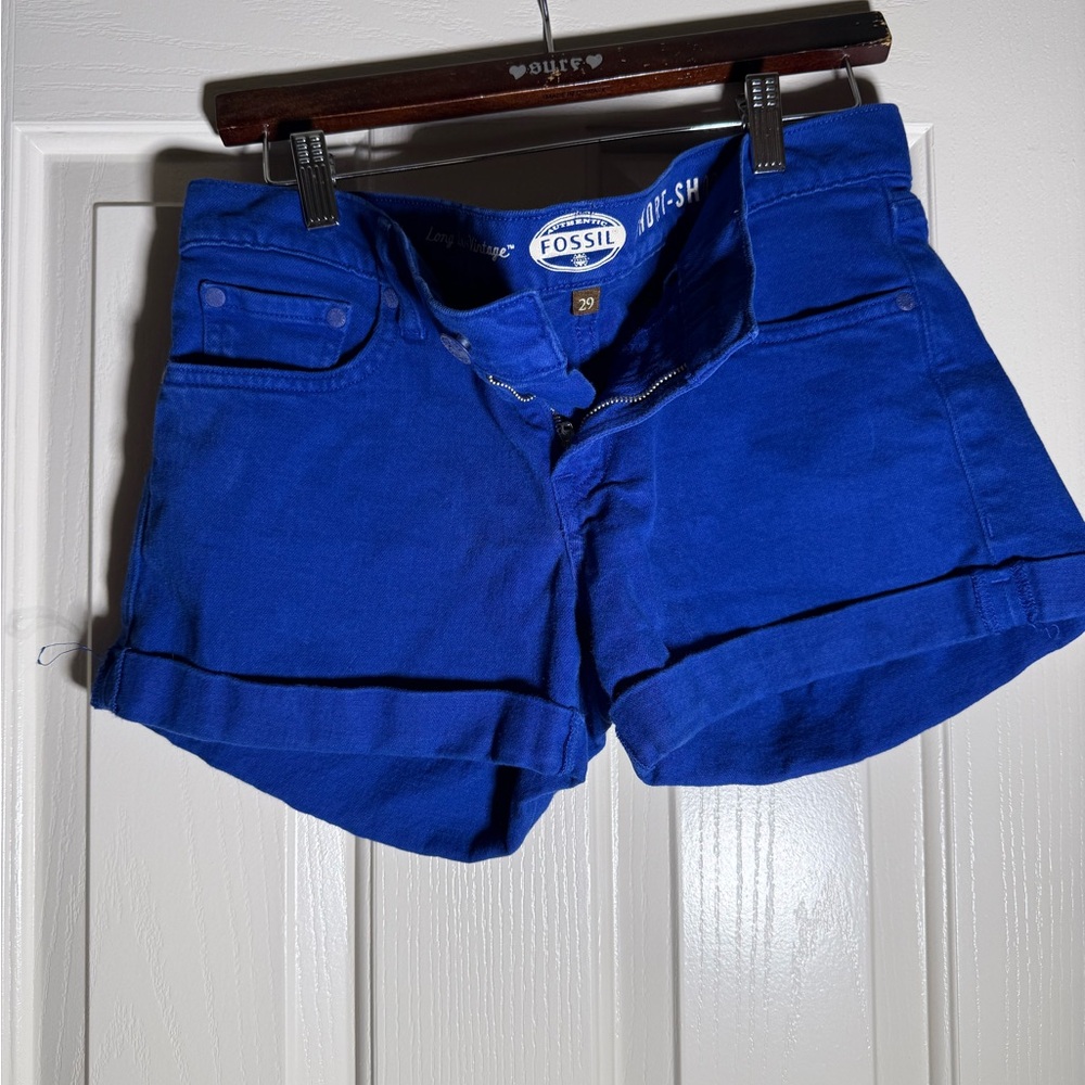 Fossil Women's Vibrant Blue Jean Shorts 29